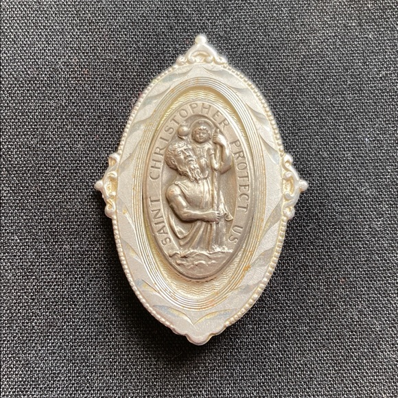 Vintage Saint Christopher Protect Us Badge - Picture 3 of 8